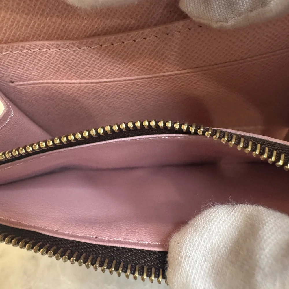 🩷NIB🩷 Louis Vuitton Damier Ebene Rosalie Wallet with Pink Leather - Full Set! - Picture 4 of 8